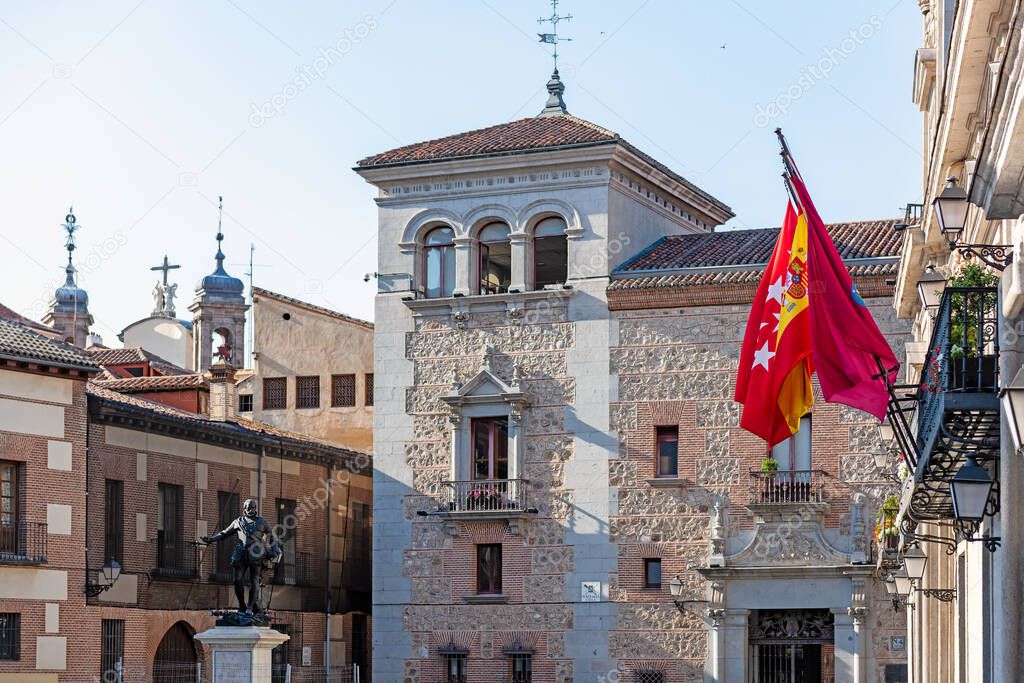 Architecture and landmark of Madrid. Plaza de La Villa in the old town of Madrid is probably the oldest civil square dating back to 15th century. Detail