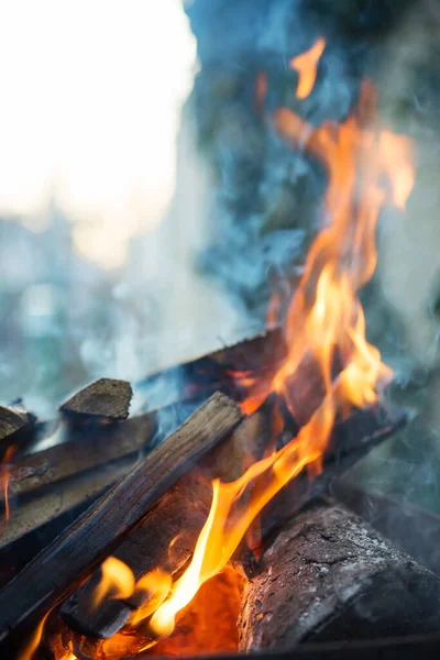 Nahaufnahme Von Camping Fire — Stockfoto