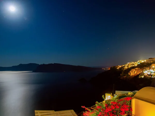 Noite Incrível Vista Ilha Santorini Santorini Cyclades Grécia — Fotografia de Stock