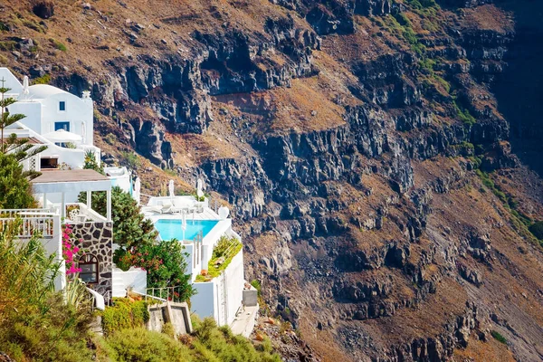 Tradycyjna Architektura Wyspy Santorini Niesamowity Widok Morze Santorini Cyklady Grecja — Zdjęcie stockowe