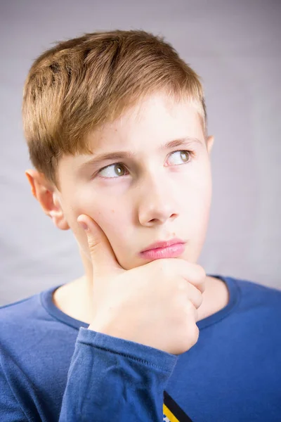 Emotional Portrait Years Boy Emotional Portrait Thinking — Stock Photo, Image