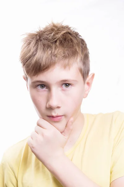 Emotioneel Portret Van Een Jarige Jongen Emotioneel Portret Van Het — Stockfoto