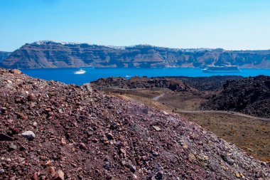 Santorini manzarası volkan, Kiklad, Yunanistan.