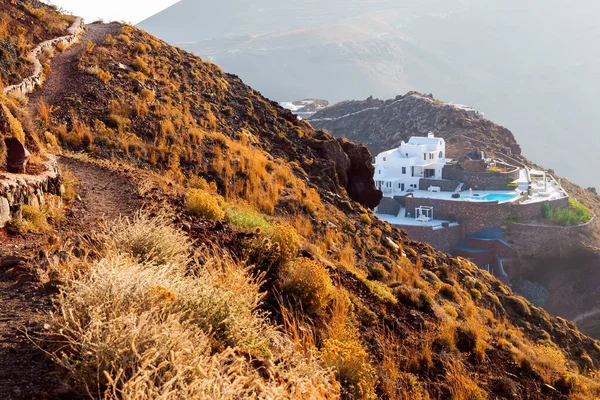 Традиційні Білі Будинки Острові Санторіні Santorini Cyclades Greece — стокове фото