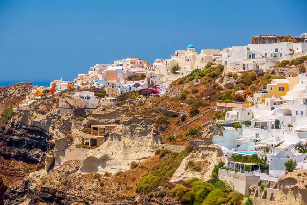 Terasse Den Santorini Adası Inanılmaz Bir Deniz Manzarası Santorini Cyclades — Stok fotoğraf