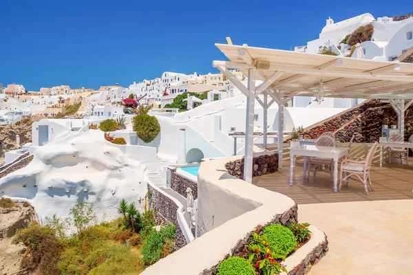 Prachtig Uitzicht Zee Traditionele Witte Grot Huis Santorini Eiland Santorini — Stockfoto