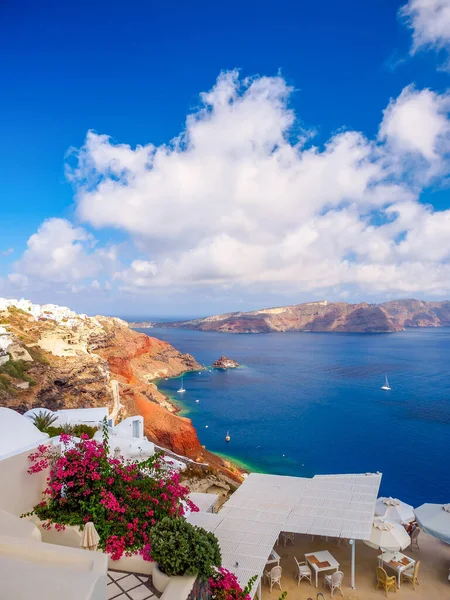 Fantastisk Utsikt Över Santorini Vackra Vita Grotthus Santorini Cyklader Grekland — Stockfoto