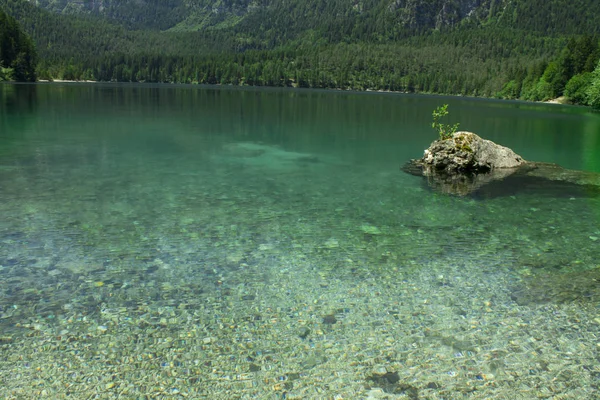 Frühling Blick Auf Den Schottersee Klares Wasser Trentino Italien — Stockfoto