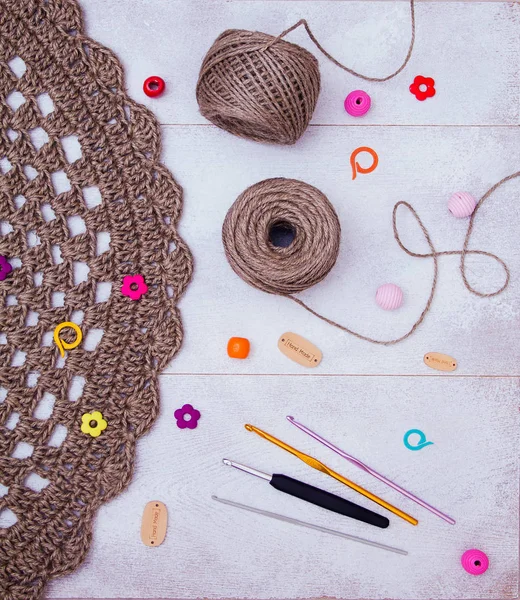 Crochet accessories background — Stock Photo, Image