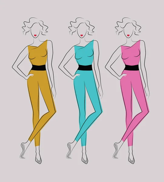 Tres chicas de moda — Archivo Imágenes Vectoriales