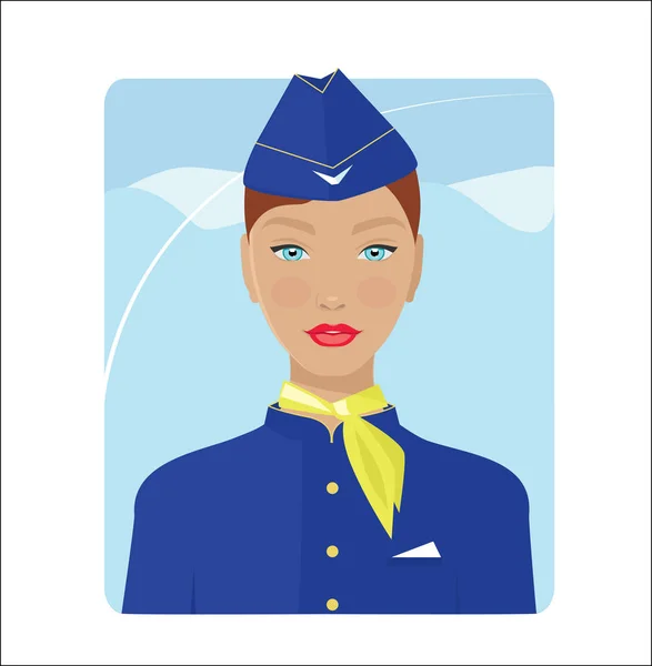 Beautiful girl flight attendant — Stock Vector