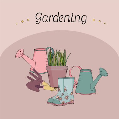 ayarla sulama tenekeleri, Bahçe aletleri, saksıyı vektör