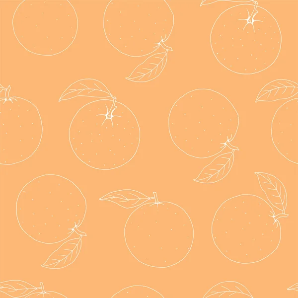 Fresh Oranges Background Hand Drawing Colorful Wallpaper Vector Seamless Pattern — Stock Vector