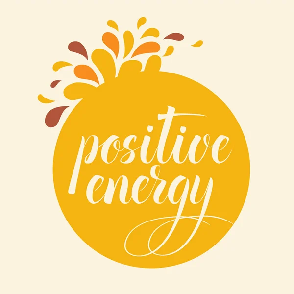 Positive Energie Text Motivationszitate Auf Gelbem Hintergrund Flache Vektorillustration — Stockvektor
