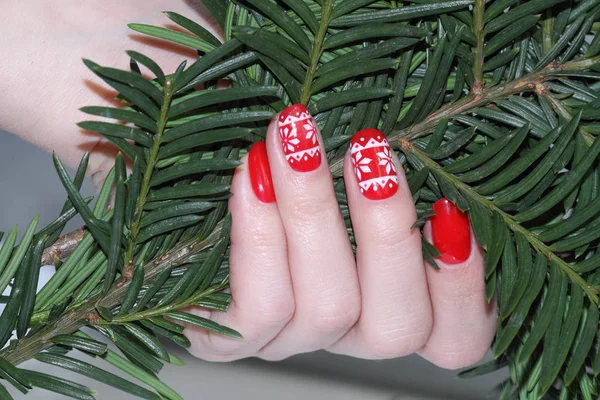 Weihnachten Nagelkunst Maniküre. — Stockfoto