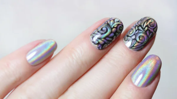 Kerstmis nagel kunst manicure. — Stockfoto