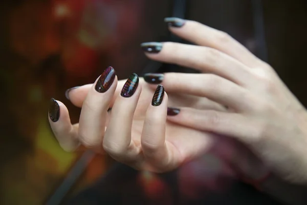 Pięknych Paznokci Sztuki Manicure Paznokci Wzorów Dekoracją Malowanie Paznokci Manicure — Zdjęcie stockowe