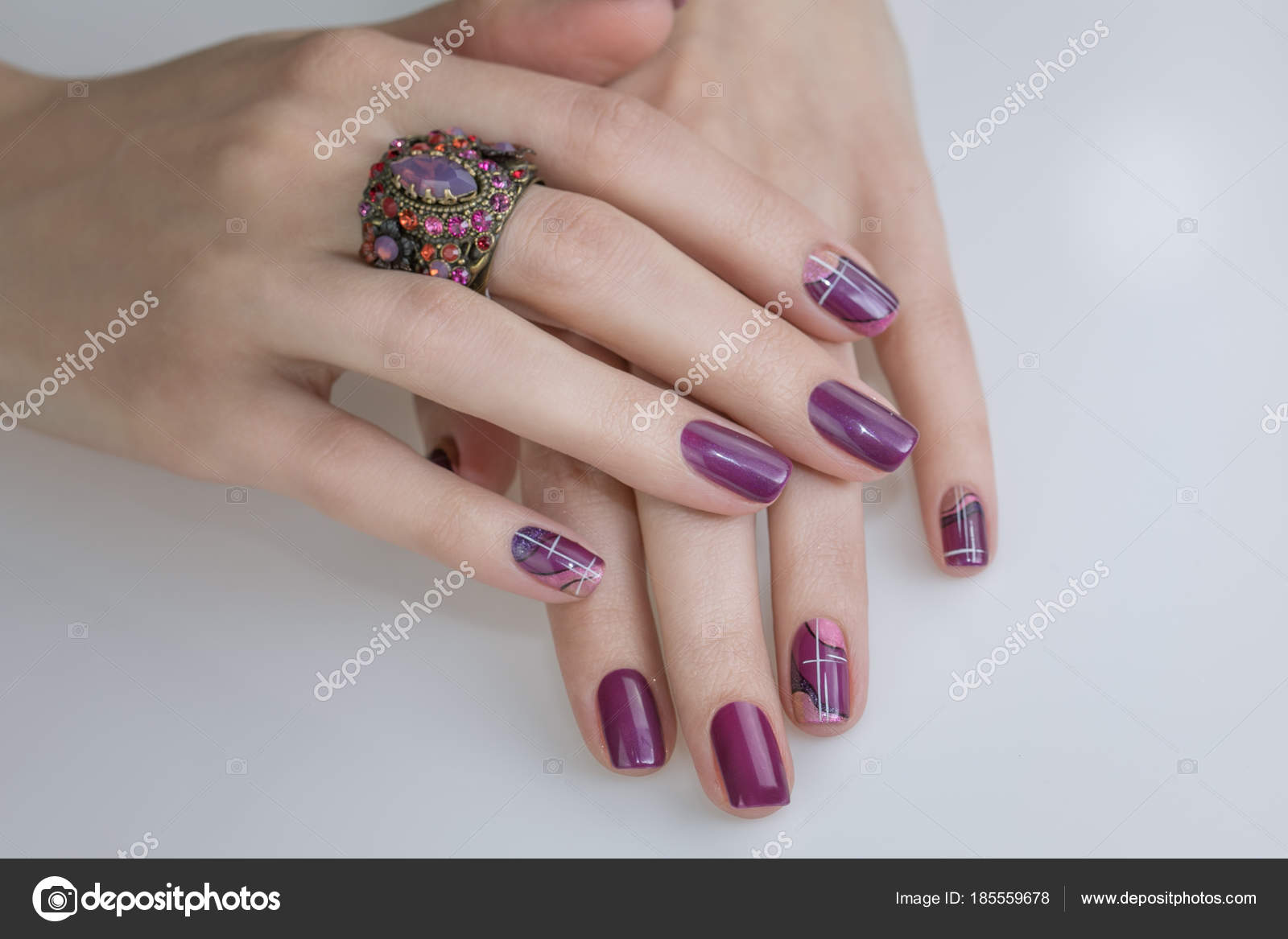 Beautiful Nail Art Manicure Nail Designs Decoration Manicure Nail Paint Stock Photo