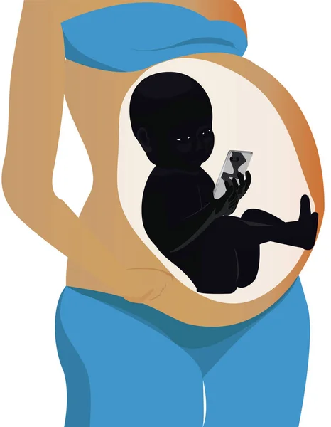 Huidige zwangerschap baby zwart — Stockvector