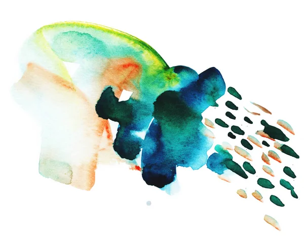 Expressive watercolor stain. abstraction of strokes, spots and dots — Stock Photo, Image