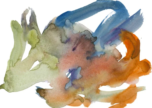 Mancha de acuarela multicolor abstracta. Textura de acuarela escaneada — Foto de Stock
