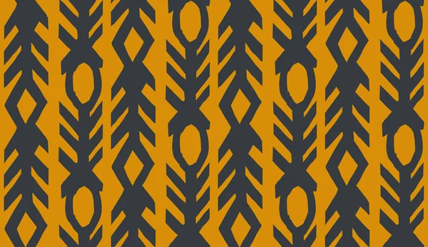 オレンジのシームレスなパターン。単純な荒っぽい民族的背景 — ストックベクタ