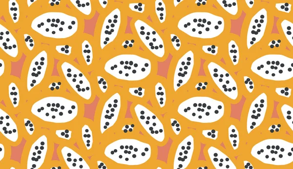 Doodle stilisierte saftige tropische Papaya-Fruchtmuster — Stockvektor