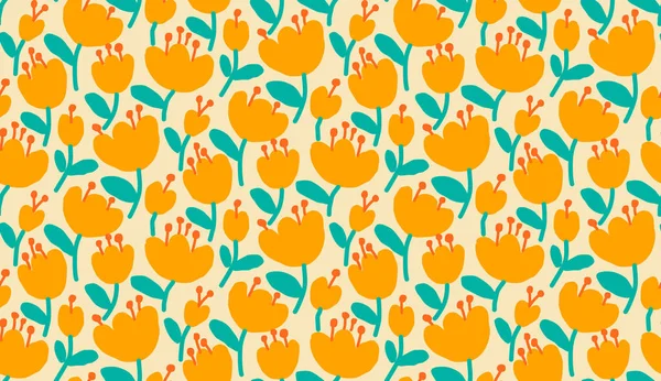 Flores simples. patrón inconsútil vector. fondo de garabato — Vector de stock