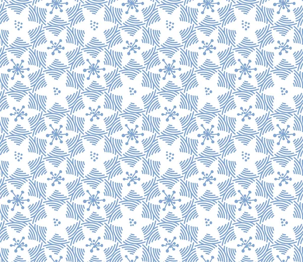 Japans blauw patroon van lijnen en sakura bloemen — Stockvector