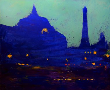 Orsay Museum ve Eyfel Kulesi resim orijinal sanat