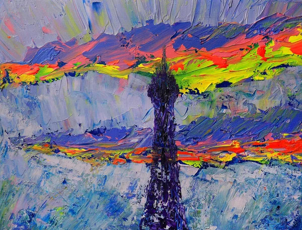 Zonsondergang op de achtergrond van de Eiffeltoren — Stockfoto