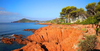 Esterel mediterranean red rocks coast clipart