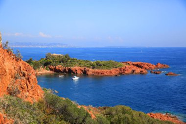 Esterel mediterranean red rocks coast clipart
