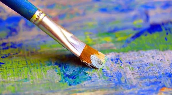 Closeup of brush and palette. — Stock Photo, Image