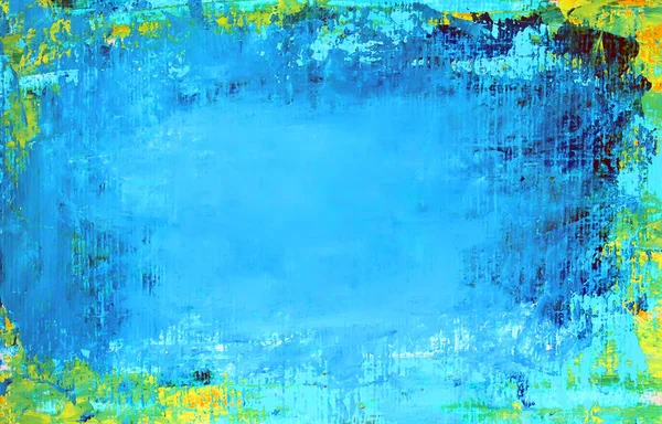 Arte abstrato fundo azul pintado com cores acrílicas . — Fotografia de Stock