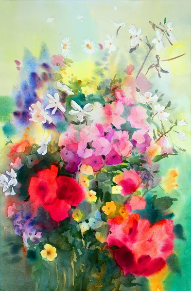 Aquarela pintura das belas flores . — Fotografia de Stock