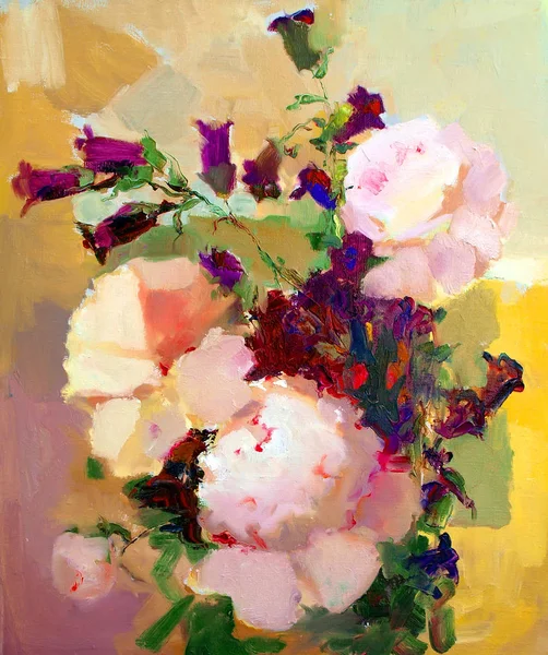 Oil painting of the beautiful flowers. — Stock Photo, Image