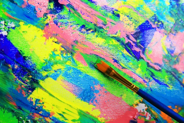Closeup background of brush and palette. — Stock Photo, Image