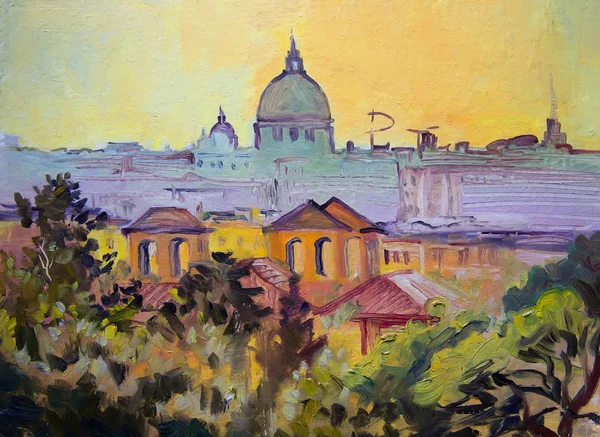 Basilica Sant Pietro panoramic painting, Rome, Italy. — Stock Photo, Image