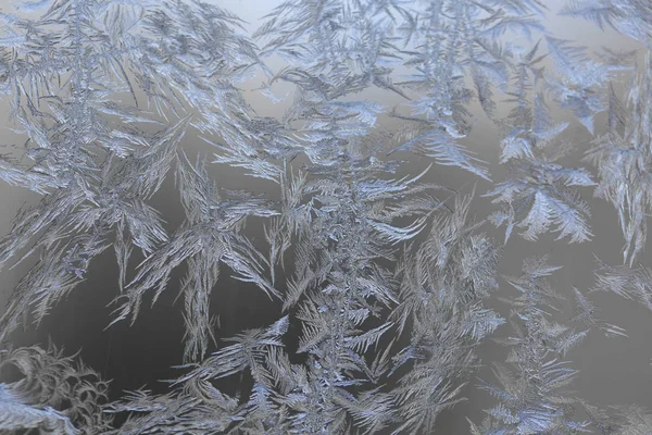 Padrões gelados naturais no vidro — Fotografia de Stock