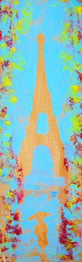 Yağmur ile Paris Eiffel Kulesi soyut resim