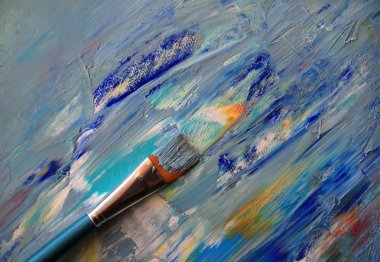 Fırça ve palet closeup arka plan.