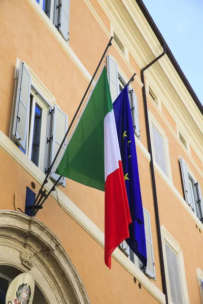 Italian European Flag Facade Building Rome Italy — Stock Photo, Image