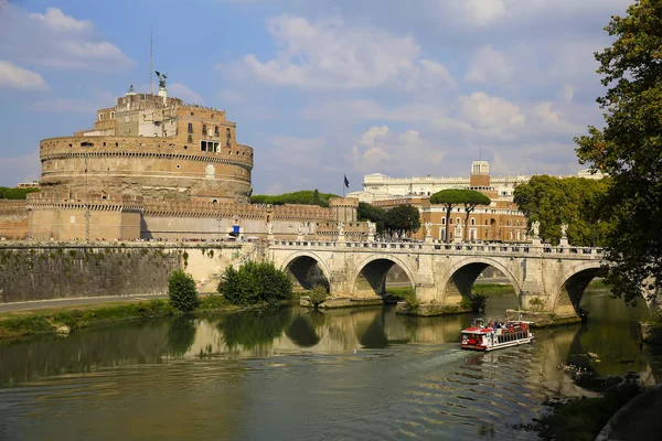 Zamku Świętego Anioła Angelo Bridge Rzym Włochy — Zdjęcie stockowe