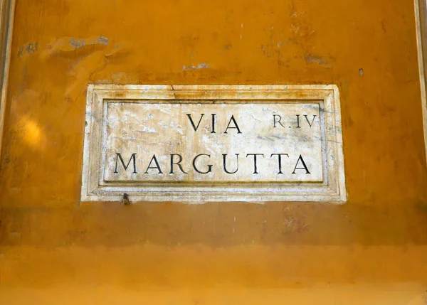 Régi Utcatábla Margutta Street Róma Olaszország — Stock Fotó