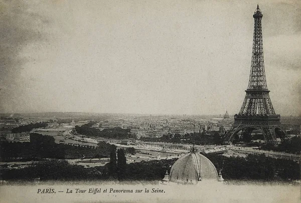 Seltene Oldtimer Postkarte Mit Blick Auf Den Eiffelturm Paris Frankreich — Stockfoto