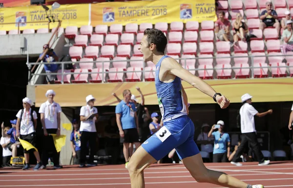 Tammerfors Finland Juli Edoardo Scotti Vann 400 Meter Relay Iaaf — Stockfoto