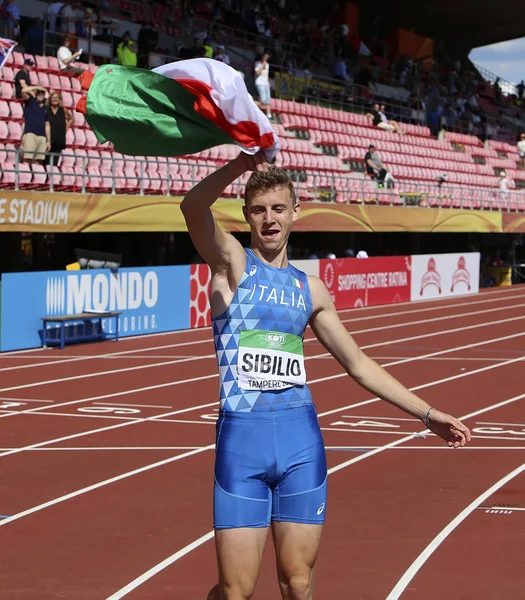 Tampere Finland July Alessandro Sibilio Win 4X400 Meters Relay Iaaf — Stock Photo, Image