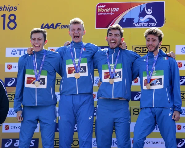 Tampere Finlandia Luglio Staffetta Italiana Vince 4X400 Metri Nel Campionato — Foto Stock