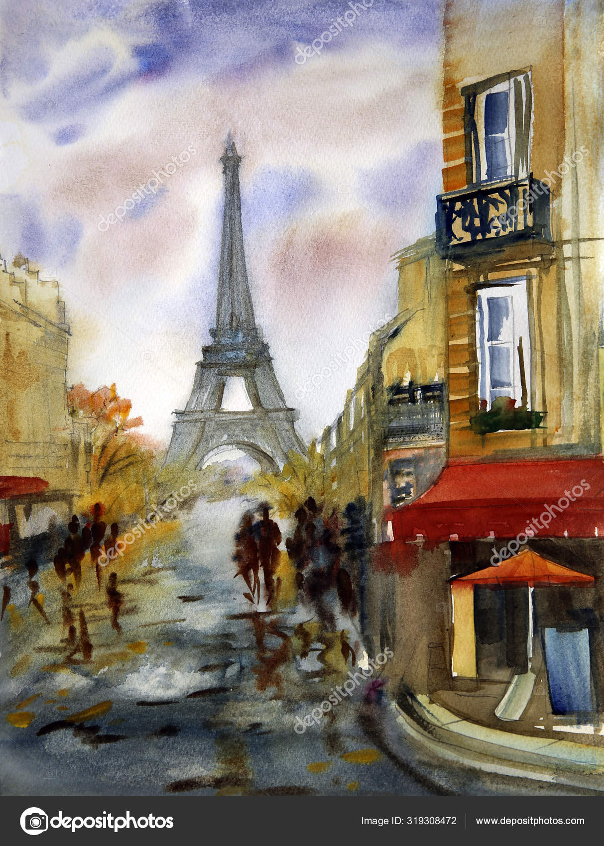 Giclee Paris Eiffel Tower Art France watercolor Painting La Tour Eiffel French 